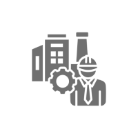 Engineer with factory background symbol