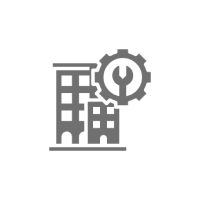 Buildings with gear icon